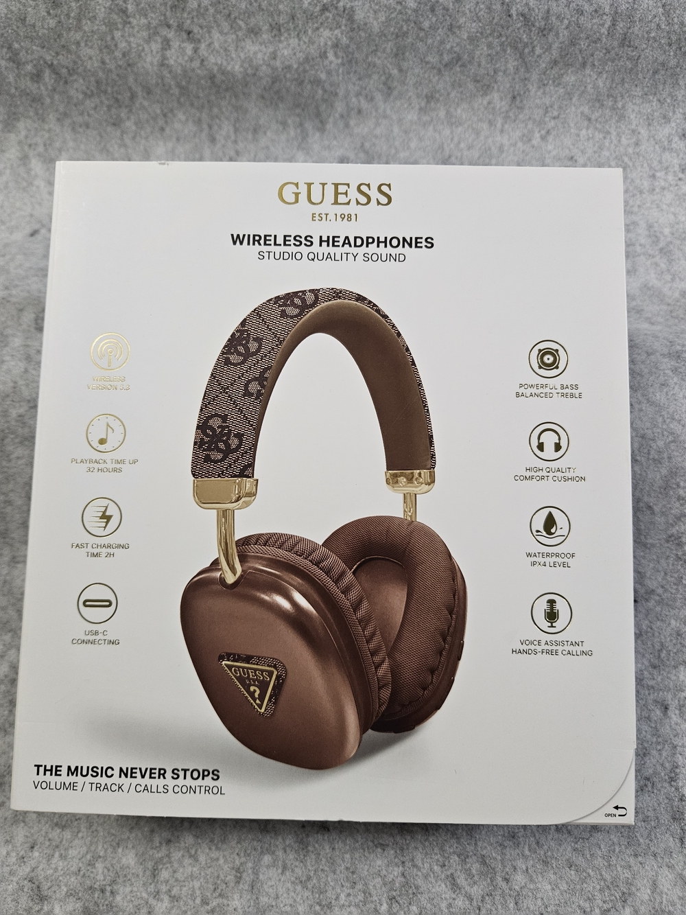 GUESS Brown and Gold Wireless Over-Ear Headphones